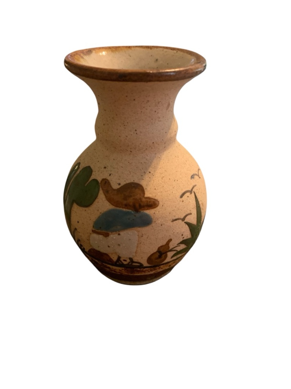 TONALA Mexican Folk Art‎ Sandstone Pottery Miniature Vase Siesta Cactus Aloe 4"